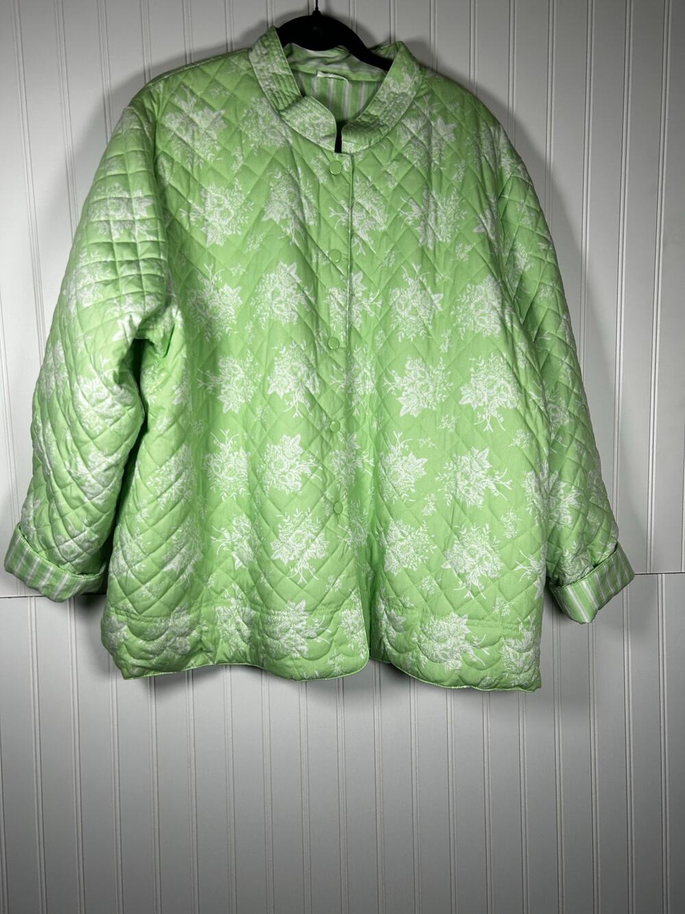 women’s reversible quilted jacket/blazer green white size 2X artistic NWOT